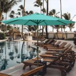 Outdoor 9 Feet Aluminum Market  Umbrella with Crank and Push Button Tilt for Patio, Garden, Deck, Backyard, Pool - No Base