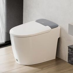 Wholesale and retail all-in-one elongated toilet with cleaning function, ADA comfortable seat height, foot flush, 1.0GPF Button W10V，Gray