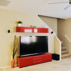 TV stand w Drawers And Top Shelf (Gloss RED) 
