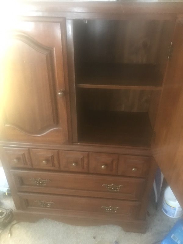 Mahogany two door three drawer armoire