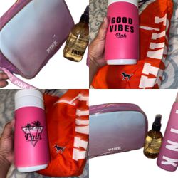 PINK Tote Bag, Pouch And Water Bottle New