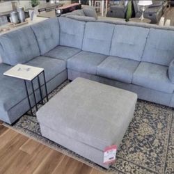 New Denim Blue Or Gray Sectional Sofa Couch *Ottoman Sold Separately* 
