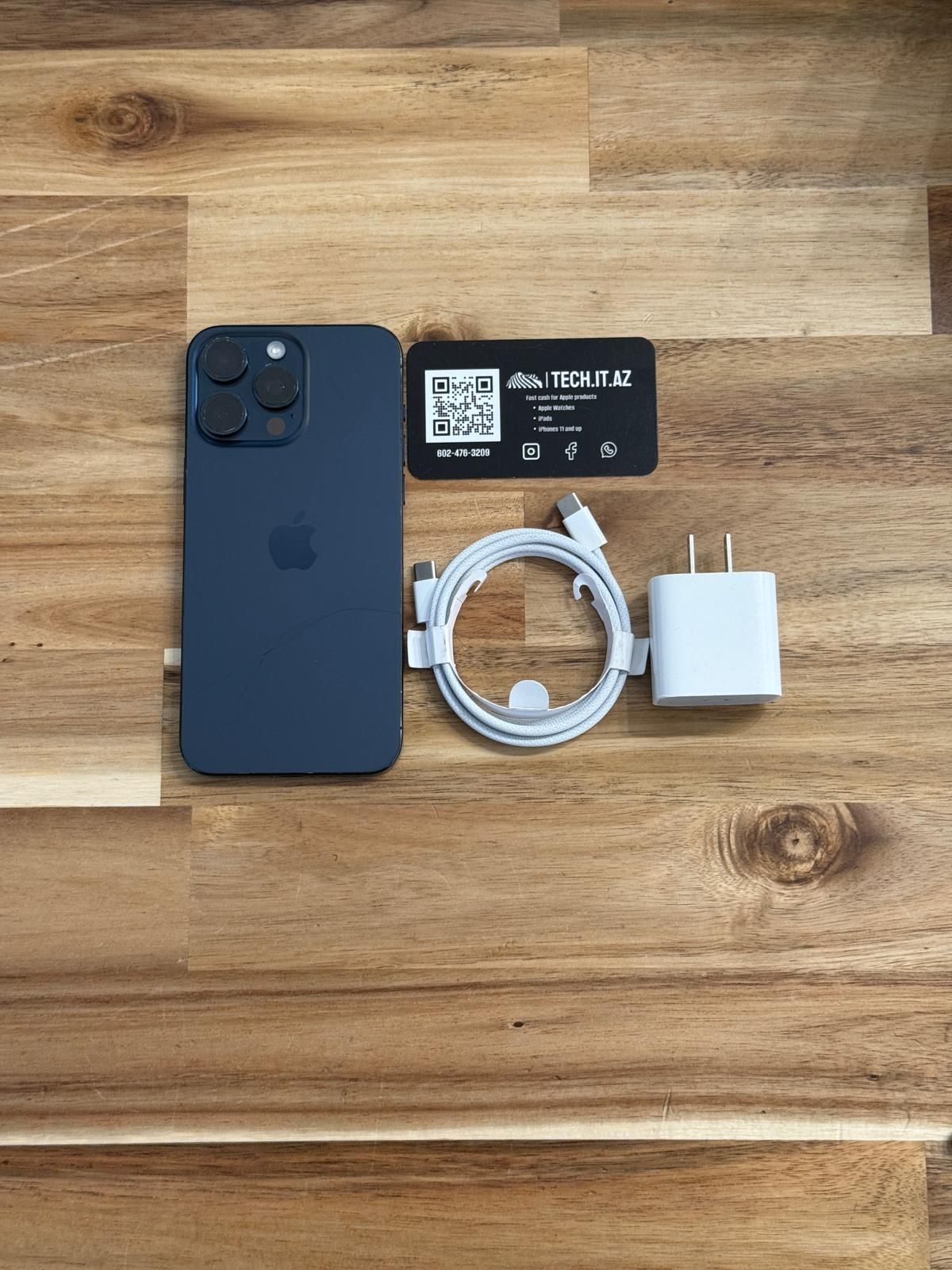 📱 iPhone 15 Pro Max 256GB Blue Titanium Cricket Only Hablo Español