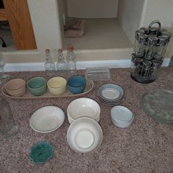 Cups, Bowls, Mugs, Wine Glasses, Spice Rack