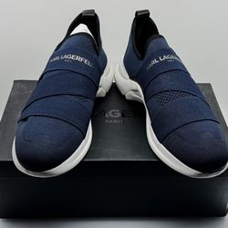 Karl Lagerfeld Navy Knit Slip On Sneakers 10.5