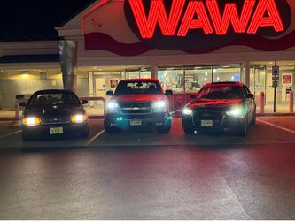 Two cars and one truck