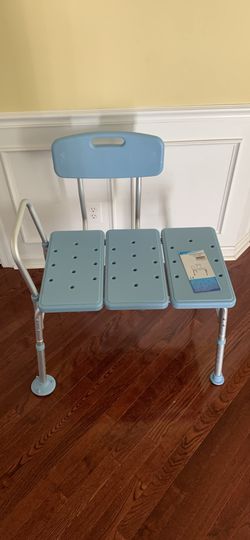 shower Bath Transfer Chair 1arm Height Adjusting, Back Light Blue