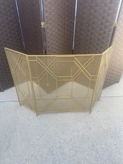 Gold 3-panel Fireplace Screen