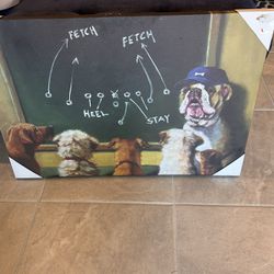 dog & football canvas picture 