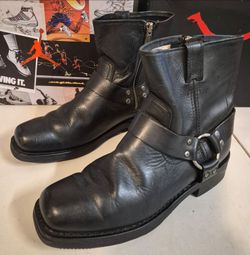 Mens Harley-Davidson El Paso Riding Boots Black Leather Harness Zip Men's Size 9