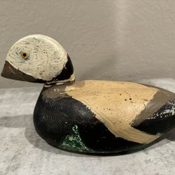 Antique c1930s Eider Drake Duck Decoy White Head/Green & Black Body