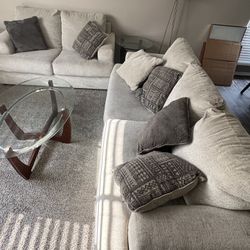 Sofa, Love Seat, Glass Coffee Table & 2 End Tables 