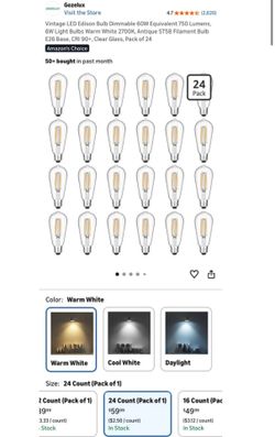24 Pack Vintage LED Edison Bulbs – Warm White 2700K (New)