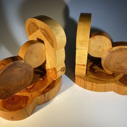 Vintage Handmade Wooden Bookends