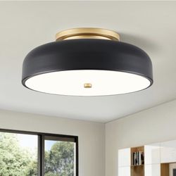 Dimmable Flush Mount Ceiling Light, 3000K-6000K 5CCT Modern LED Ceiling Light Fixture, Black Ceiling Lamp