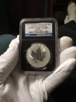2015 Canada Maple Leaf Chicago ANA privy Reverse Proof Argent  NGC PF 70  First Releases 