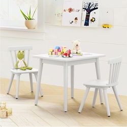 Windsor Kids Wood Table and 2 Chairs Set in white. 