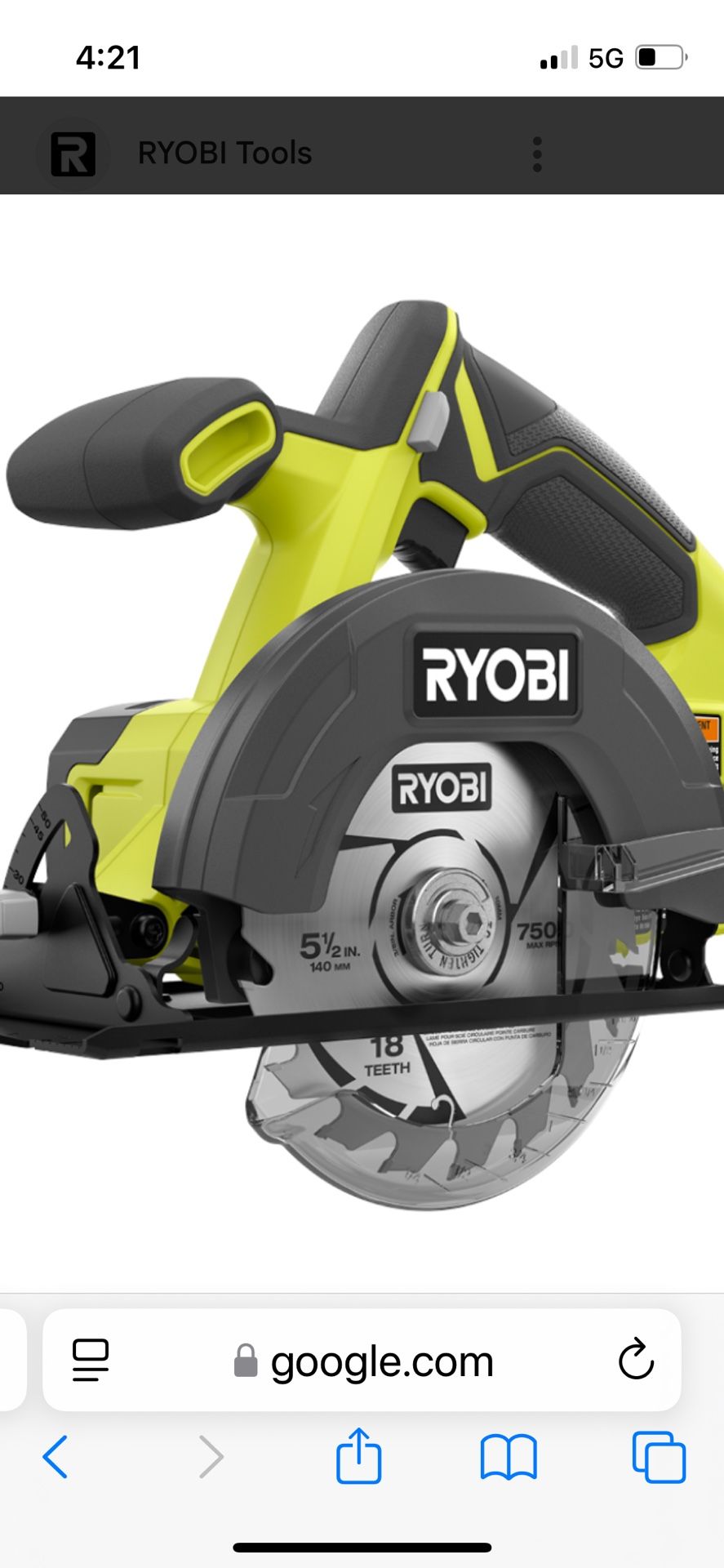 NEW ….. 18v RYOBI CIRCULAR SAW - TOOL ONLY