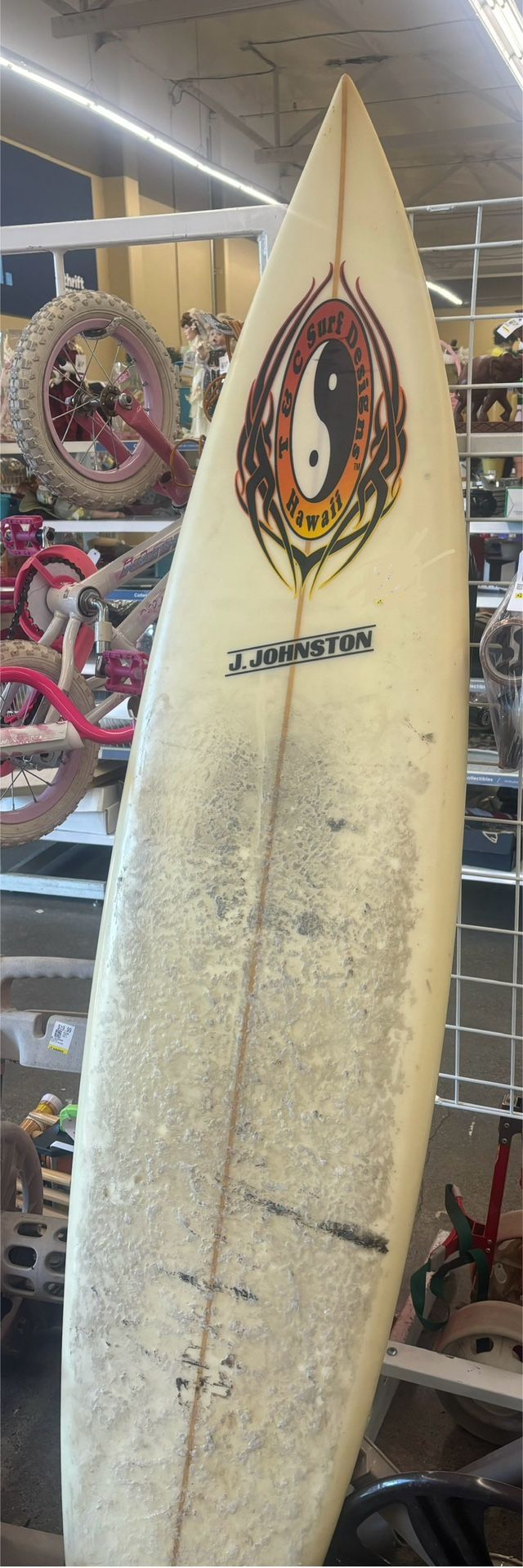 J Johnston T & C Vintage 90s Short Board Surfboard