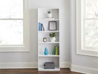 71.42” Tall White 5-Tier Bookshelf Storage Shelving Unit – 24.88” Wide