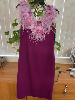 Dark Purple Feather And Flower Dress