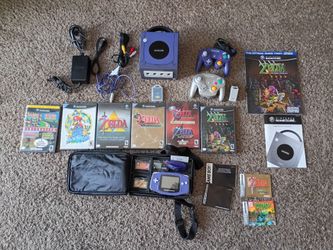 Nintendo GameCube with games legend of Zelda game boy
