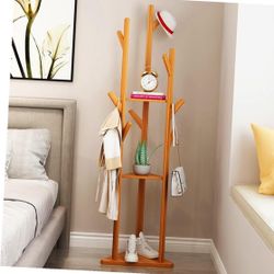Natural Clothes Hanger Stand Multi-functional Freestanding Coat Rack
