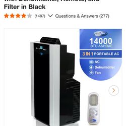 Whynter 9,500 BTU Portable Air Conditioner Cools 500 Sq. Ft. with Dehumidifier, Remote, and Filter in Black