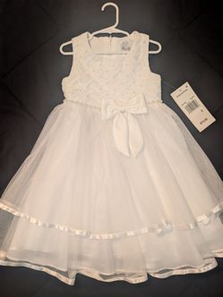 NWT Girls size 5 Rare Editions Tiered Pearled Ivory dress