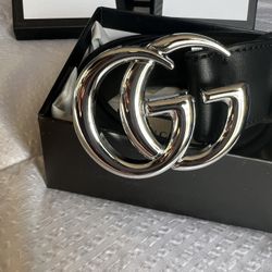 GG Sliver Buckle Leather Belt 