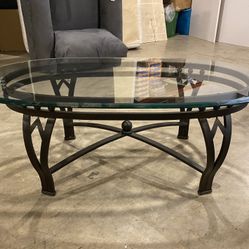 Oval Onyx Metal Frame Coffee Table