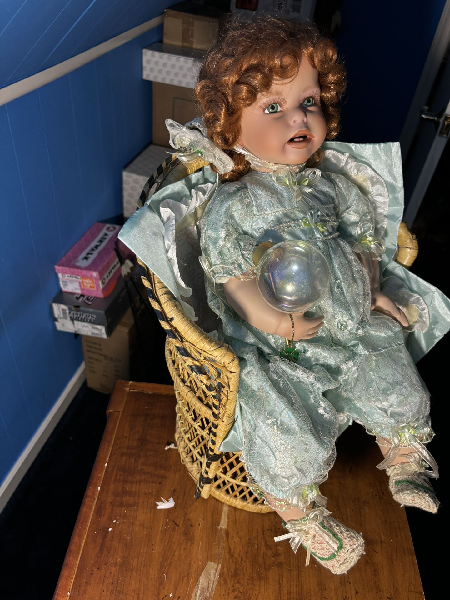 Porcelain Doll With Chair