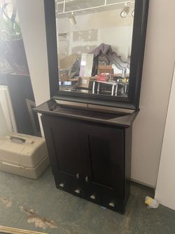 Vanity Cabinet W/mirror. Cabinet Is 31”x 28”x 8-1/2”. Mirror Is 34”x 28”