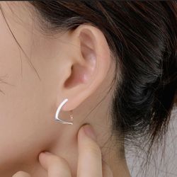 Sacred Geometry Huggie Hoop Earrings, Minimalist Twisted 925 Silver Ear Buckles