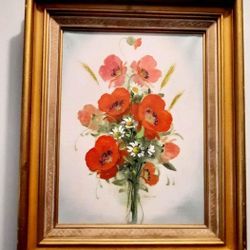 Vintage Poppy Painting 