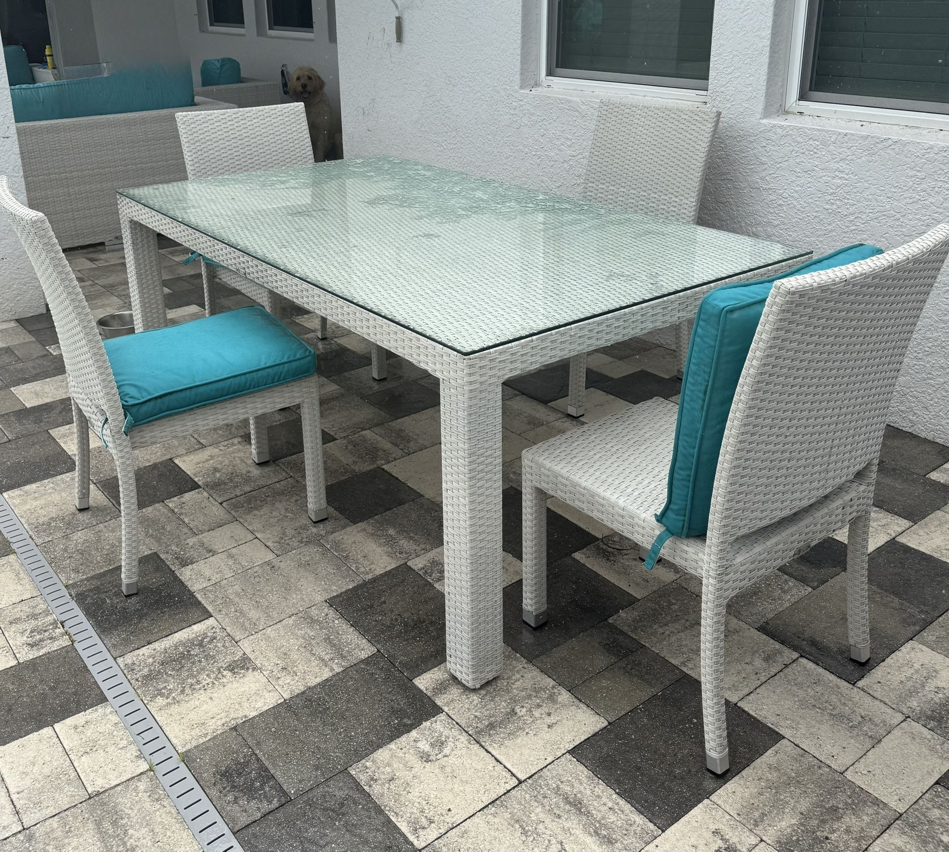 Outdoor dining Table Bahia Dark Teal 84