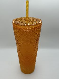 New Starbucks Orange Ombre Jeweled Studded Tumbler Cup 24oz NEW