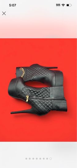 Black Quilted Stiletto Ankle Boots size 10
