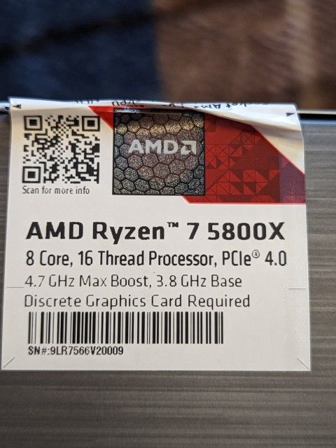 AMD RYZEN  5800x