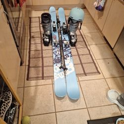 188 Salomon Powder  Skis Nordica Boots 30.5 Mod Helmet And Poles 