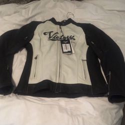 Brand new Victory leather jacket white and black