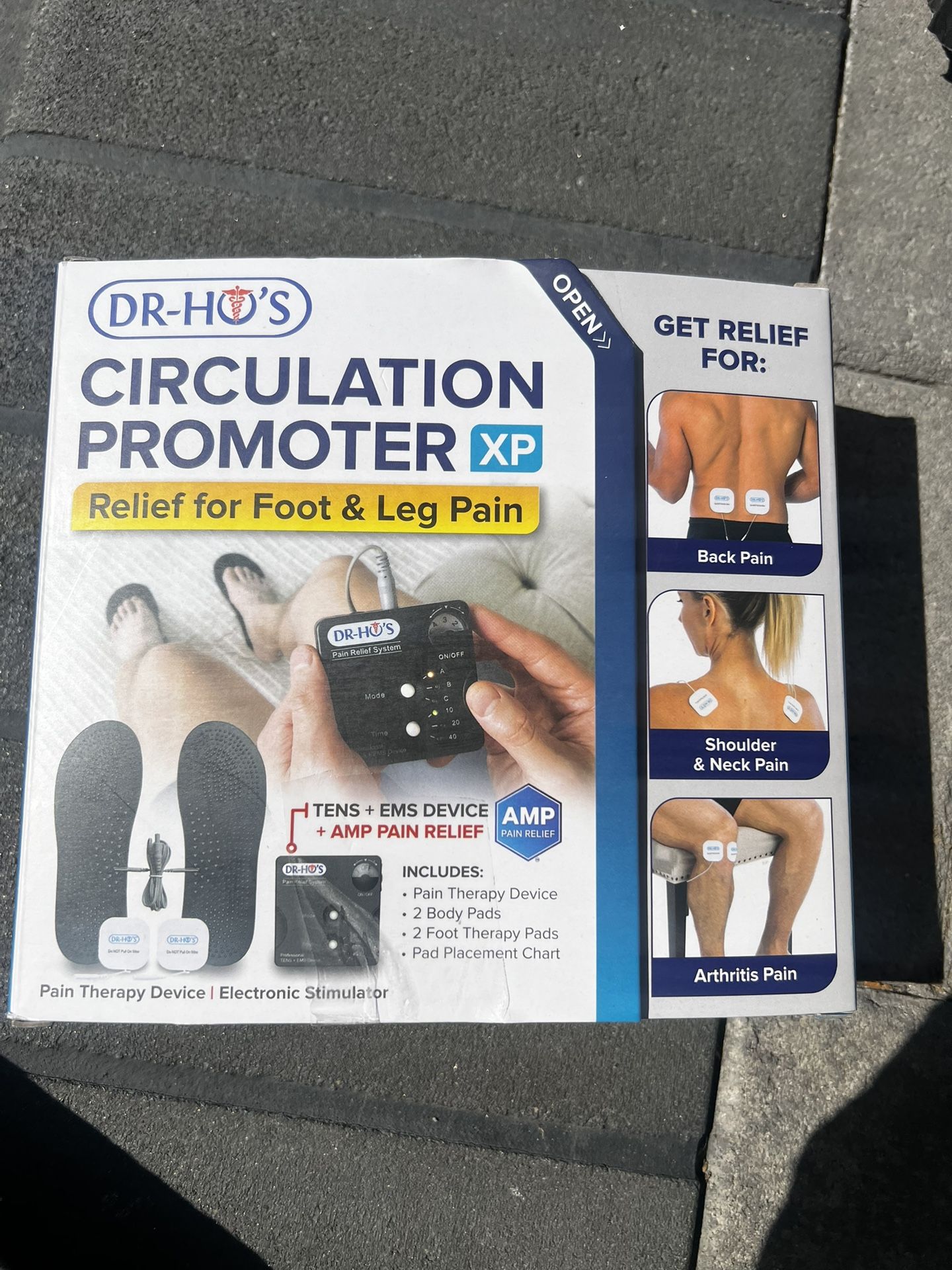Dr Ho's Circulation Promoter XP Essential Package - EMS and TENS Machine, AMP Pain Relief, TENS Unit Muscle Stimulator for Feet and Leg Pain