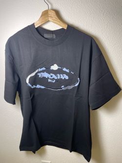 Prada Black Oversized T-Shirt with Embroidered Front Logo Design size L
