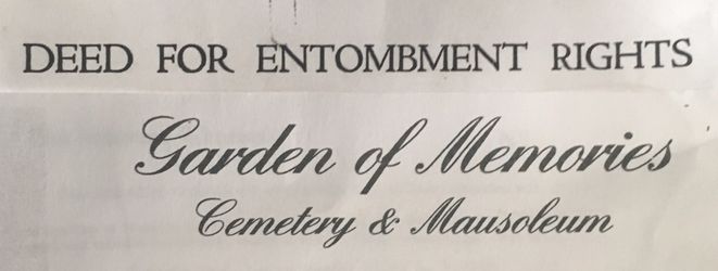 Waterloo Iowa Garden of Memories Cemetery- 2 Mausoleum Spaces crypt Hand level