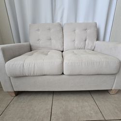 White Love Seat Couch Chair Microfiber