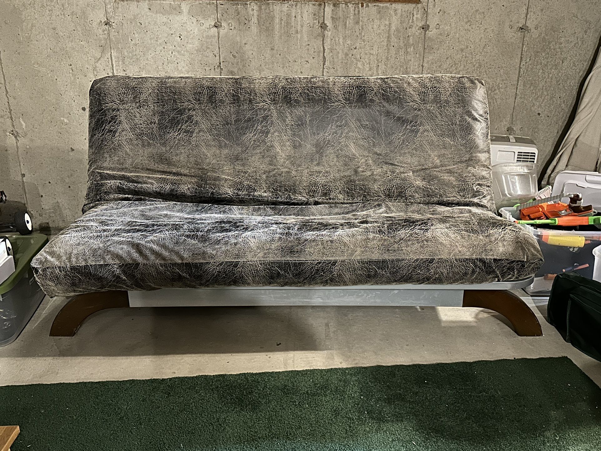 Gray/brown Suede-like Futon