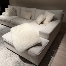 White Beige Cream Color Sectional Couch Sofa Sectional