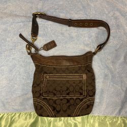 Coach Brown Signature Crossbody Medium Duffle Shoulder Bag 10403 