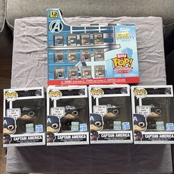 Marvel Funko Bundle – 4 Captain America Limited Edition + 1 Avengers Bitty Pop 12-Pack