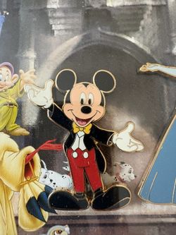 2006 Walt Disney World “Where Dreams Come True” Cinderella Castle framed set, with the four original pins